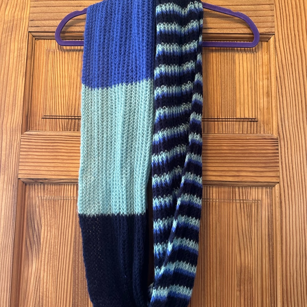 Blue and Green Knit Scarf